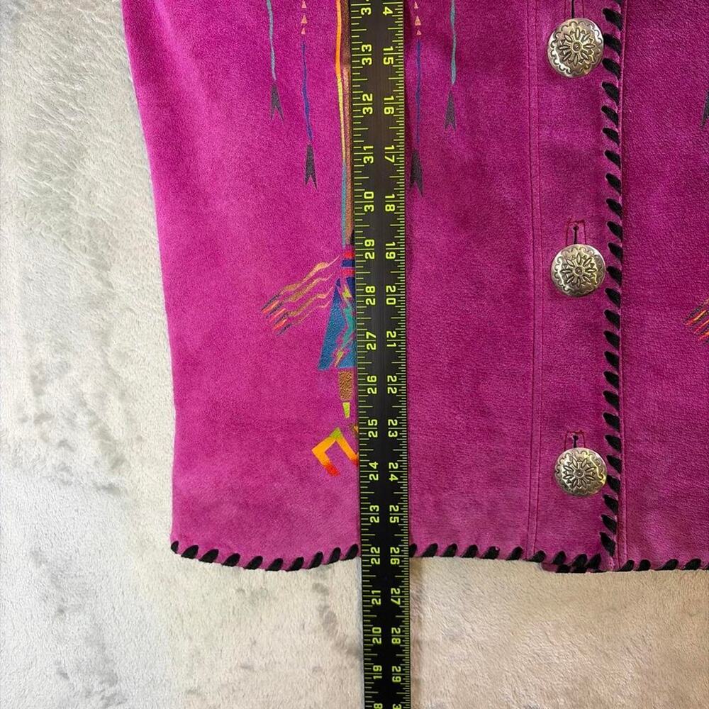 Vintage One of a Kind “Char of Santa Fe” Hand Painted Suede Jacket M concho - Picture 4 of 8